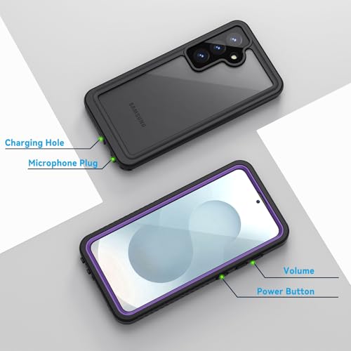 Image of Lanhiem for Samsung Galaxy S25+ Plus Case, IP68 Waterproof Dustproof Case with Built-in Screen Protector, Rugged Full Body Shockproof Protective Cover for Galaxy S25 Plus 6.7 Inch, Purple