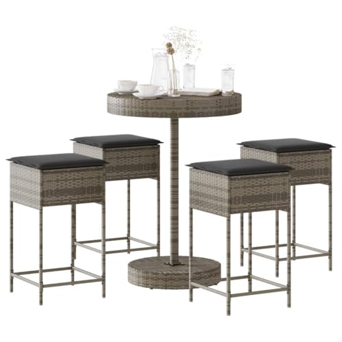 Ensemble de table de pub extérieur compact avec coussins pour optimiser l'espace du balcon - 3
