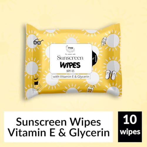 Image of TNW The Natural Wash Sunscreen Wet Wipes 10 Pcs | Face Wipes Makeup Remover | Enriched with SPF 15, Vitamin E & Glycerin | Hydrating & Refreshing | Soothing & Maintains pH Balance | Gentle on Skin