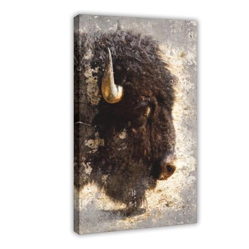 Poster bison américain sur toile idée cadeau originale 40 x 60 cm