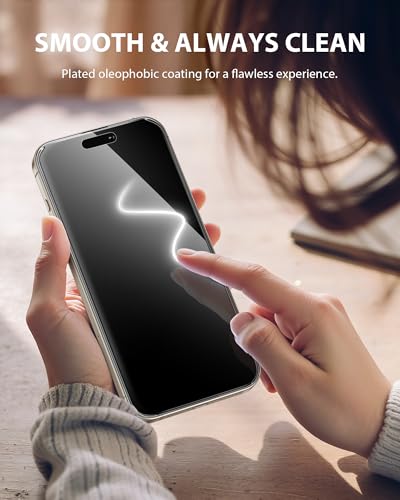 Image of PDDKISS 2 Pack Privacy Screen Protector for iPhone 15 Pro Max (2023) 6.7 inch Black Anti Spy Tempered Glass