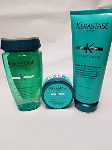 Kerastase Resistance Bain Extentioniste 8.5 oz, Fondant Extentioniste 6.8 oz. & Masque Extentioniste 2.55 oz.