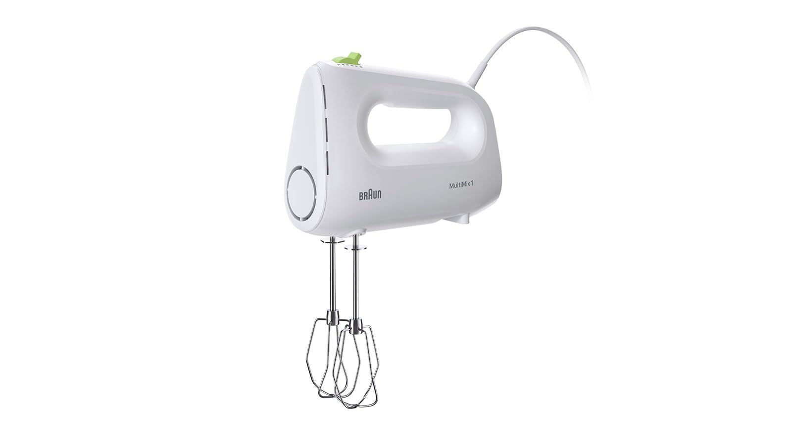 Braun Household MultiMix 1 HM 1100 WH - Frullatore manuale con 4 livelli di velocità più turbo, tecnologia FastMix, EasyClick, con frusta, funzionamento con una sola mano, 450 W, bianco