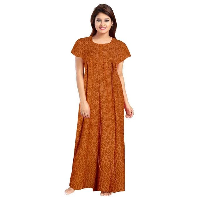 Image of Nighty for Women Cotton Printed Maxi Gown Ankle Length Nighty Night Dress Gown for Women Maxi - (Pack of 3)