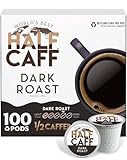 World's Best Half Caff Dark Roast Coffee Pods, 100 ct, Recyclable Single Serve Pods – 100% Arabica Coffee, Compatible with Keurig K Cups Maker