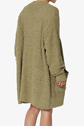 TheMogan Women's S~3X Loose Fit Popcorn Knit Long Sleeve Pocket Open Sweater Cardigan4