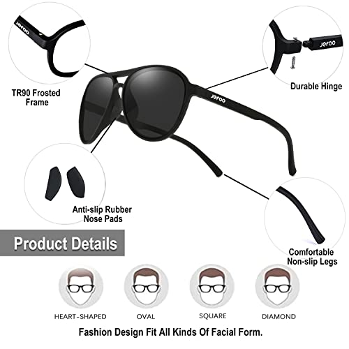 Image of Jefoo Polarized Aviator Sunglasses for Women Men Retro Trendy Sports Sunglasses for Outdoor UV400 Protection
