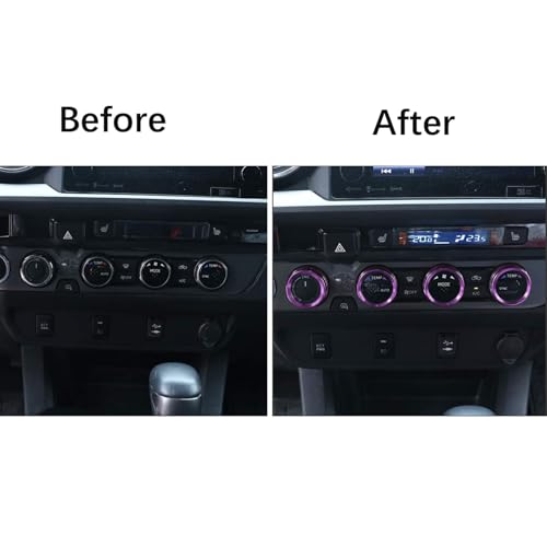 Image of Aluminum Alloy AC Knob Covers Kit for Toyota Tacoma 2016-2023 (4pcs Purple) - HVAC Control Button Covers, Metal Air Conditioner Dial Covers, Durable Interior Upgrade Accessories