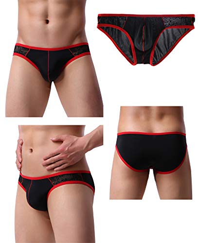 Winday Men Briefs Lace Silk Low Rise Bikini Briefs And Breathable Underwear B162 #TOP2
