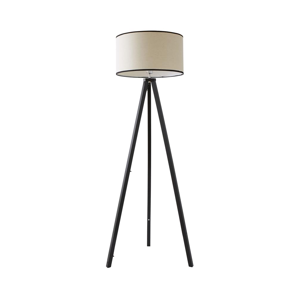 Valuelights Black / Black | Wood Tripod Floor Lamp With Trim Drum Shade Living Room Lounge Light | Floor Lamps, Home Décor & Improvement Essential