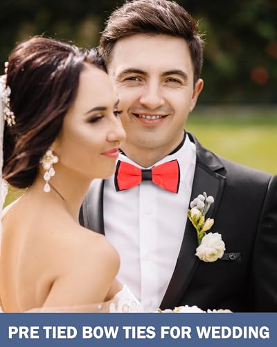Image of Hercicy 20 Pcs Bow Ties for Men Pre Formal Satin Bowties Set with Adjustable Neck Band for Wedding Party Favors