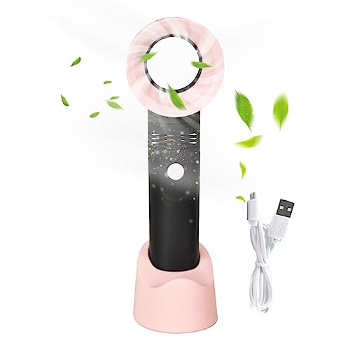 Ventilador portátil sin cuchilla | Ventilador portátil sin cuchilla Ventilador de enfriamiento con base extraíble, Ventilador de bolsillo pequeño recargable USB, bajo ruido para la oficina,