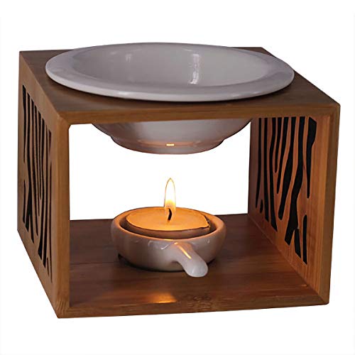 Singeek 100ML Ceramic Tea Light Holder,Essential Oil Burner Candle Aroma Diffuser for Spa Yoga Meditation (Closed-end Owl, Wood)