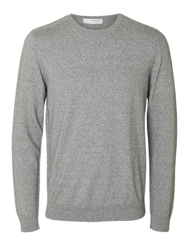 SELECTED HOMME Men's Slhberg Crew Neck Noos Pullover Sweater, Light Grey Mix, XL