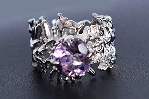 Bague solitaire améthyste ronde en argent massif 925 éclat durable - 3