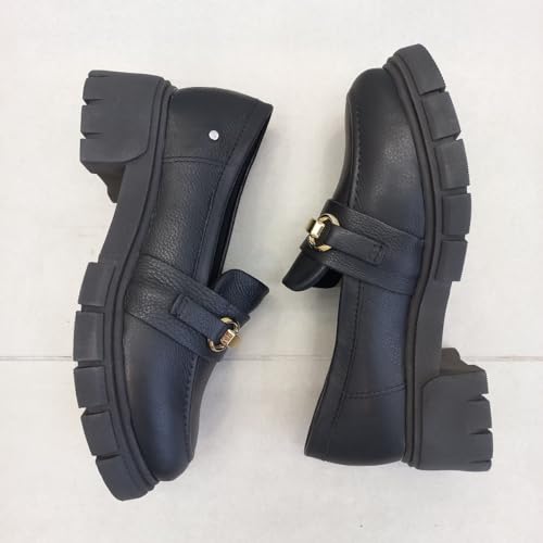 Sapato Mocassim Tratorado Preto em Couro Plataforma Conforto Cor:Preto;Tamanho:38
