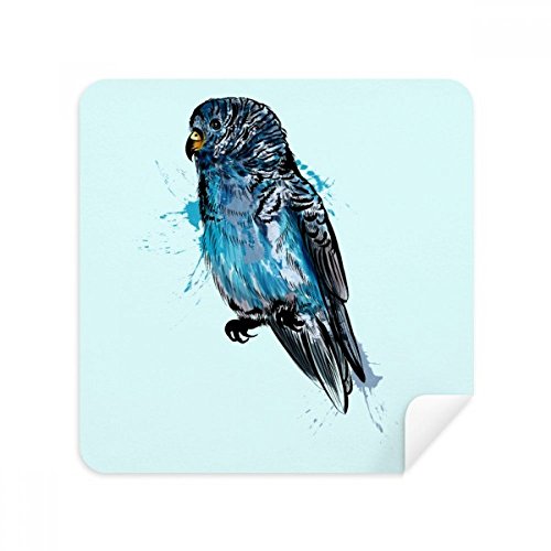 Chiffon oiseau perroquet bleu essuie lunettes et écran de téléphone en suède 2pcs