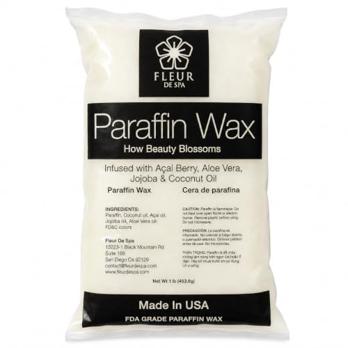 FLEUR DE SPA Paraffin Wax Refill, 1 lb Bar, Unscented Fragrance Free, Made in USA