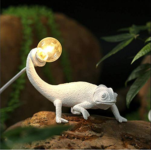 Image of MAYOLA Modern Chameleon Table Lamp,Desk lamp,Night Light,Wall Lamp, Resin Chameleon Lighting Fixture for Living Room, Bedroom, Office,Kids (Table Lamp, A-White)