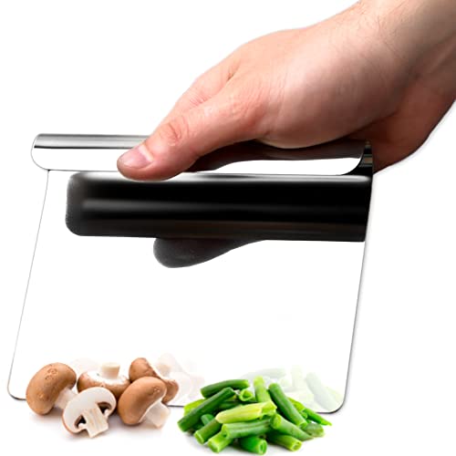 Hausfelder AIDE DE CUISINE MULTI-USAGE en acier inox 18/10 - spatule de cuisine et grattoir pizza servent comme cutter patisserie, ramasse miettes et grattoir patisserie