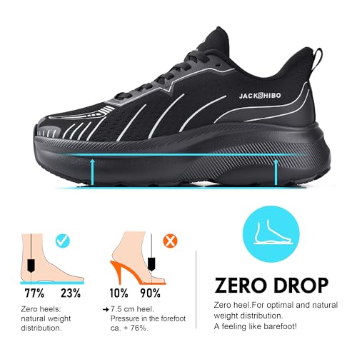 Image of JACKSHIBO Wide Toe Box Shoes Women Slip on Arch Support Sneakers | Running Athletic Walking Tennis Slip in Plantar Fasciitis Orthopedic Ortho Hands Free Shoes Zero Drop Cushion Thick Sole