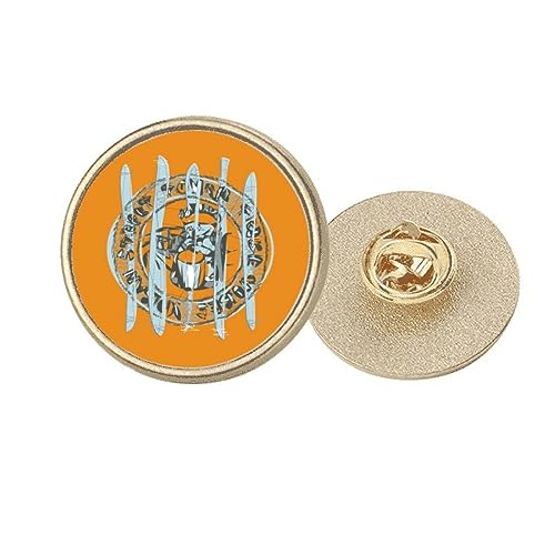 Broche ronde en métal doré avec motif animalier cartoon taille M