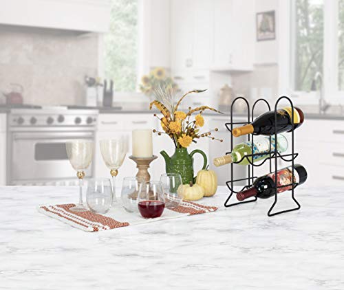 Spectrum Diversified Townhouse Rack Countertop, Kitchen Organizer & Wine Storage, Perfect For Wine Cellar & Home Bar Organization, 6 Bottle, Black #TOP4