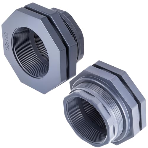 Image of 2 Pcs 4 Inch Bulkhead Fitting PVC Npt Tank Connector