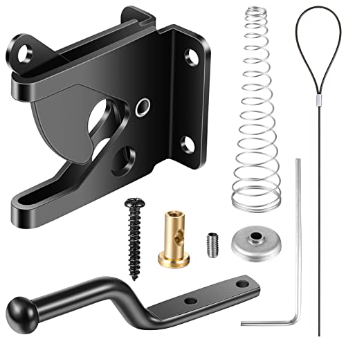 Hotop Self Locking Gate Gravity Latch Stainless Steel Spring Loaded with Adjustable Gate Latch Automatic Cable Pull Door for Secure Pool for Wooden Fence Metal Post Mount Garden Shed