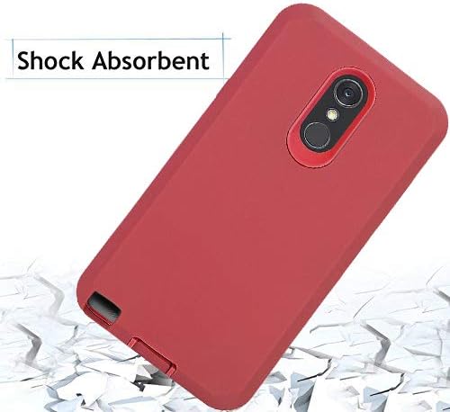 Annymall Case for LG Stylo 3 Plus Case, Heavy Duty Shockproof Full-Body Protective Hybrid Case with Built-in Screen Protector for LG Stylo 3 / LG Stylo 3 Plus (Red/Black)