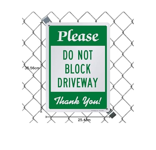 Panneau Do Not Block Driveway en aluminium réfléchissant 35 cm