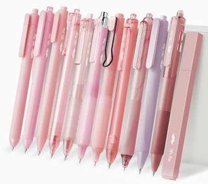 Gel Ink Pink Pen Set, 12 Pack, 1 x Aesthetic