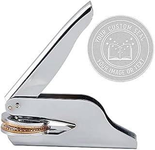 CRASPIRE Personalised Embosser Seal, Customize Your Picture Logo Deisgn 40mm Dimameter Hand Held Embossing Stamp Seal forfor Books Envelopes Napkins Paper Official Business(#2)