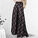 Women's Plaid Skirt Warm Elastic Waist Faux Wool A-Line Pleated Tartan Winter Long Skirts Plus Size Retro Skirts Black XL