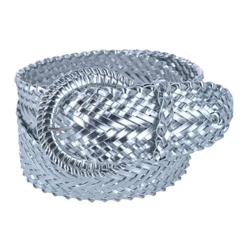 CTM Women's Braided Wide Belt with Matching Buckle Adjustable Woven