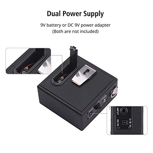 KKmoon Mini amplificador de guitarra de madeira e alto-falante 5W com entrada de 6,35 mm Saída de fo