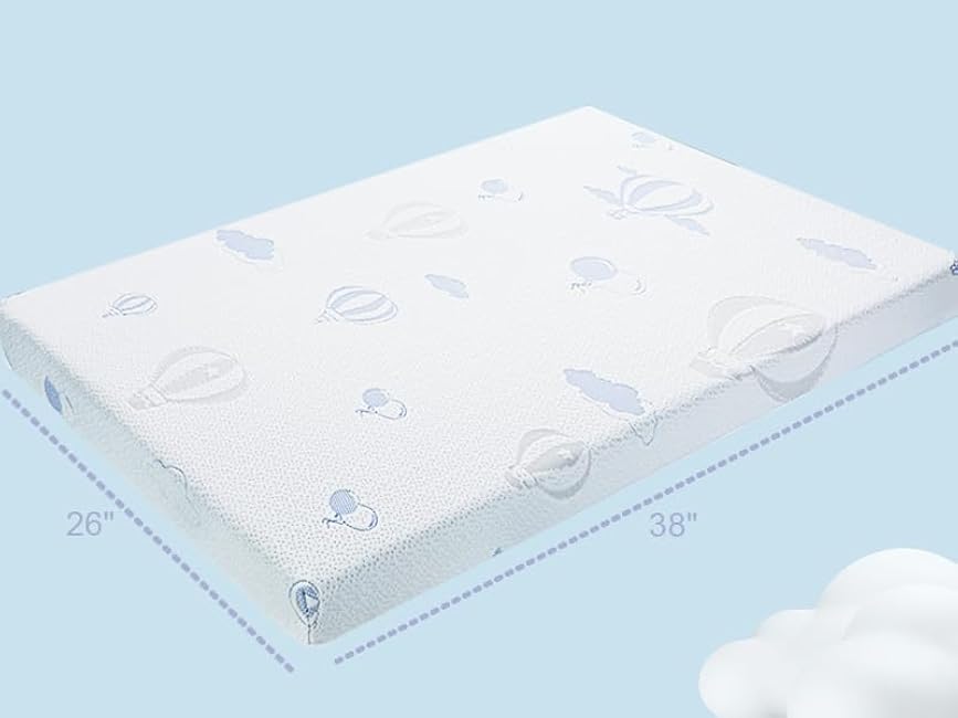 Pack and Play Mattress, 38x 26x1.5High Density Foam Pack N Play Mattress for Playpen Playard, Balloon Printed Mini Crib Mattresses for Baby Toddler