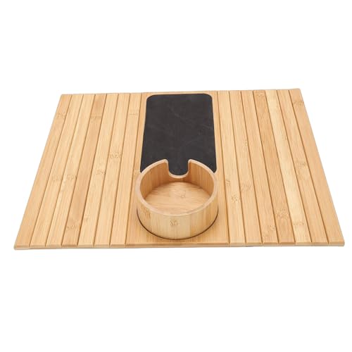 Mesa portátil de bambú para sofá, bandeja con reposabrazos y base antideslizante 2