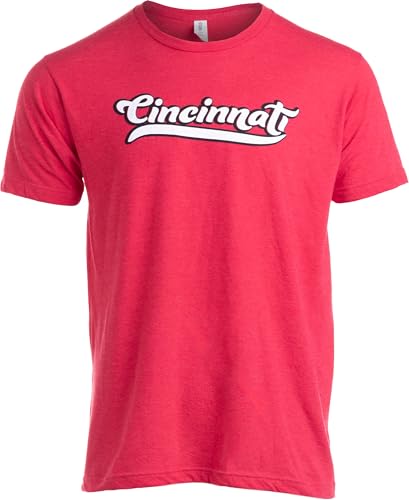 Cincinnati - Classic Vintage Red Ohio City Pride Newport Fan Men Women T-Shirt-(Red Men,L)