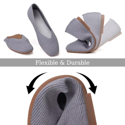 Image of Frank Mully Womens Casual Flat Shoes Square Toe Shoes Knitted Work Flat Comfort Dressy Flat Shoes for Daily Washable