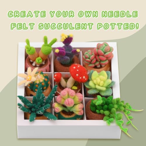 Yizzvb 6877 Needle Felting Kit, 9 Pcs Succulent Needle Felting Beginner Kits, Wool Felting Kit Including Wool Roving thumb #5