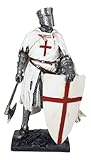 Ebros Gift Templar White Cloak Caped Medieval Crusader Axeman Knight at Battle Day's End Figurine 7.25' H Medieval Royal Suit of Armor Knight of The Cross Resin Collectible