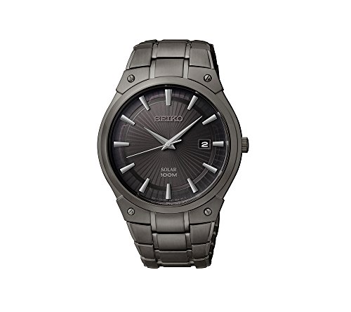 Seiko Men's Black Ion Finish Solar Calendar Dress Watch