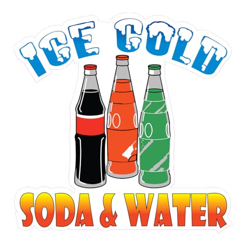Ice Cold Soda and Water Concession Restaurant Food Truck Die-Cut Vinyl Sticker 10 inches