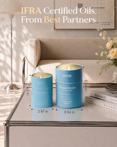 Image of M&SENSE Oceanic Breeze Scented Candles Summer Soy Candle, Beach Candles Scented for Stress Relief Meditation Relaxing, Housewarming Gifts for Women Men, 11.3oz 70 Hour Long Burning