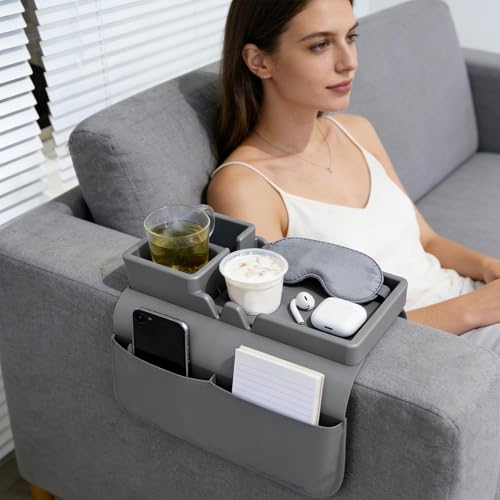 Mesa para reposabrazos de sofá con base de silicona antideslizante 3