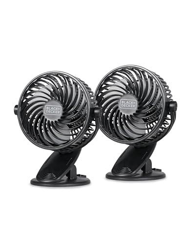 BLACK+DECKER Convertible Cooling Fan - Portable Tabletop and Standing Fan for Home or Office, 4 with 3 Speed Settings and Adjustable Tilt Angle, 2-Pack, Black