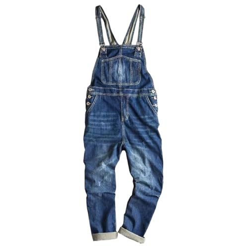 Pantalones vaqueros para hombre tipo overol de mezclilla recto cargo