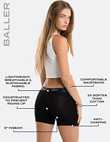 Image of Woxer Boxer Shorts for Women - 5 inch Baller Boy Shorts Underwear, Soft Modal, Chafe Free - Breathable & Moisture-Wicking