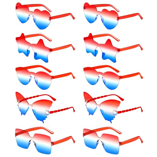 10/20/40 Pack Fun Party Sunglasses Bulk, Mixed Rimless Colorful Party Glasses Photoshoot Prop Costume Eyewear